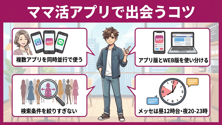 ママ活アプリで出会いやすくするコツ